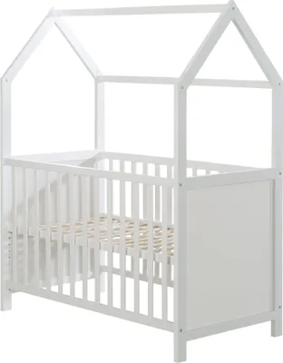 Produktbild von roba Hausbett 60 x 120 cm, Baby- & Beistellbett in Hausoptik, weiß, 6-fach verstellbar