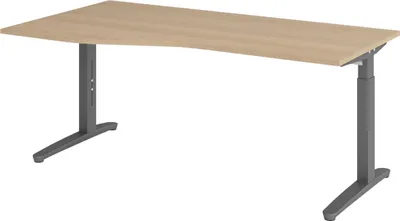 Produktbild von bümö Schreibtisch Serie-XB - Gestell: Graphit, Größe:  180 x 100 cm, Nachbildung: Eiche