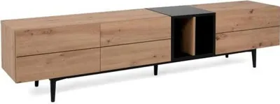 Produktbild von 3-flügeliges TV-Möbel – Eiche und Schwarz – 195 x 37 x 48 cm – NOLA