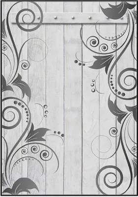 Produktbild von Wallario Wandbild Graue Holztür mit Schnörkelmuster, Größe: 70,30 x 100,30 cm, Poster mit schwarzem Aluminiumrahmen