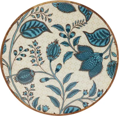 Obrázok produktu pre Excellent Houseware | Servírovací tanier - Okrúhly 37 cm - Mango wood100% - Béžovo-hnedý - Dekoratívny tanier - Kvetinový vzor