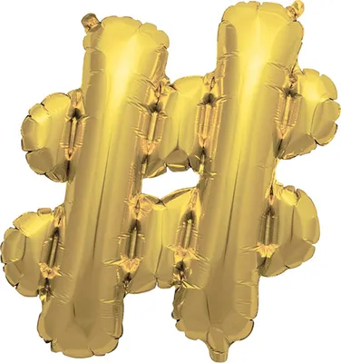 Produktbild von Folienballon Zeichen Hashtag # , gold, ca. 40 cm, für Luftbefüllung