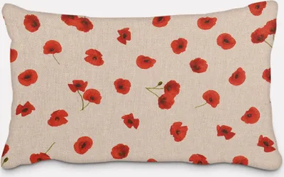 Produktbild von SCHÖNER LEBEN. Kissenhülle Poppy Flower Mohnblüten  natur rot Größe 30x50cm (HxB) 30x50cm (HxB) Größe