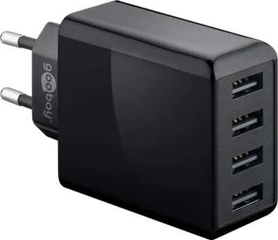 Produktbild von 4-fach USB-Ladegerät, mehrfach USB-Ladegerät, 30W, lädt bis zu 4 Geräte gleichzeitig, schwarz