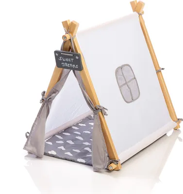 Produktbild von MUSTERKIND Puppen Tipi Barlia Puppenzelt, natur aus Holz Farbe: Natur / Weiß