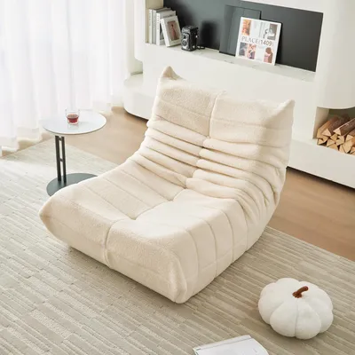 Produktbild von okwish Schlafsofas Relaxsessel mit Rückenlehne, Lazy Sofa, Indoor-Sitzkissen, faltbarer Meditationsstuhl, geeignet für Schlafzimmer, Wohnzimmer, Beige