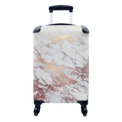 Produktbild von MuchoWow® Koffer Handgepäck Trolley Rollkoffer Kleine Reisekoffer mit 4 Rollen - Marmor - Gold - Kupfer - Grau - Cabin Size < 55x40x23 cm & 55x40x20 cm - Fotokoffer - Kabinenkoffer - Boardgepäck - Reise-Box - Reisekoffer - Reisegepäck - Koffer mit Bild - Trolley für Kinder