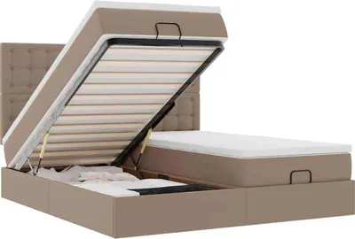 Produktbild von vidaXL Ottoman-Bett mit Matratzen Cappuccino 200x200 cm Kunstleder