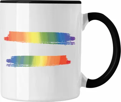 Produktbild von Trendation - Regenbogen Tasse Geschenk LGBT Schwule Lesben Transgender Grafik Pride (Schwarz)