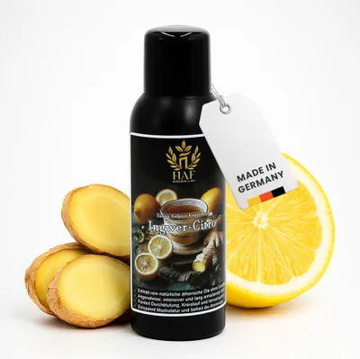 Produktbild von HAF Saunaaufguss Ingwer Citro 100 ml - Sauna Aufgussmittel - Saunaduft mit natürlichen ätherischen Ölen für intensiven & langhaltenden Duft