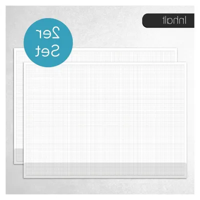 Produktbild von 2er-Set Karierte Schreibtischunterlage zum Beschreiben und Skizzieren I DIN A2 40 Blatt I mit Kantenschutz I Mathematisches Papier I dv1236