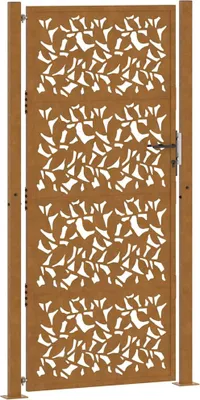 Productafbeelding van vidaXL Tuinpoort, 100x200 cm, weerbestendig staal, bladerontwerp