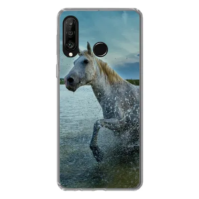 Produktbild von MuchoWow® Handyhülle Schutzhülle Hülle für Huawei P30 Lite Pferd - Wasser - Tropfen Silikon Softcase Handy Hülle - Handyhülle