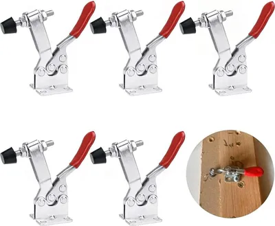 Produktbild von Robuste Kniehebel-Spannklemmen - Schnellverschlussklemme - 90 kg Tragfähigkeit - Vertikale Kniehebel-Spannklemme - Handwerk und Maschinenbetrieb - Packung mit 5