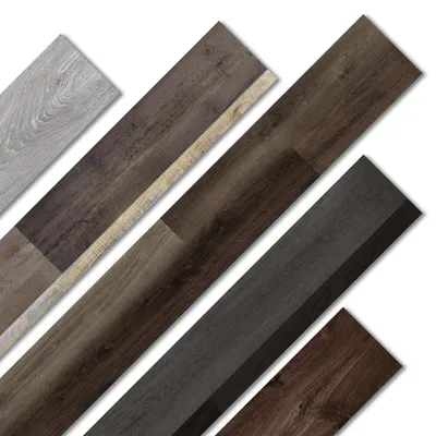 Immagine prodotto di Pavimento in PVC effetto legno, autoadesivo, 15x91 cm, colore scuro, confezione da 12 pezzi, superficie totale 1,67 m²