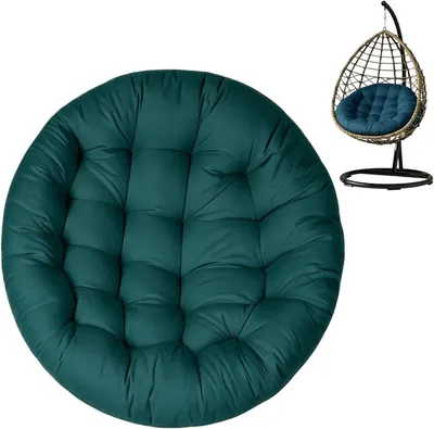 Image de Coussin pour fauteuil suspendu, 60x60 cm, forme ronde, couleur vert foncé, lavable, pour l'extérieur