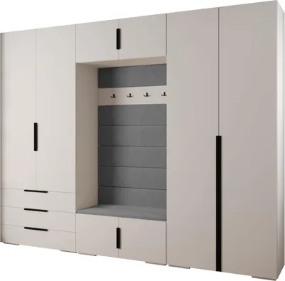 Produktbild von MEBLE KRYSPOL Inova 1 Möbelset Garderobe, 236,7x300x47cm - Weiß, Manila 16, Schwarz