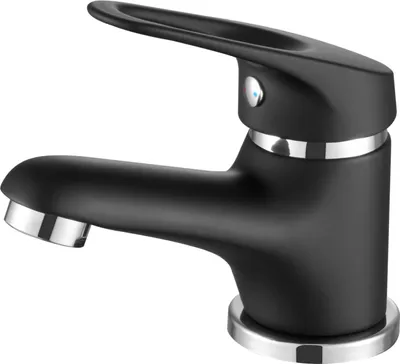 Produktbild von sanicomfort Waschtischarmatur ATHEN schwarz – Einhebelmischer für Waschbecken inkl. Ablaufgarnitur – Badarmatur aus Messing, modernes Design, einfache Montage