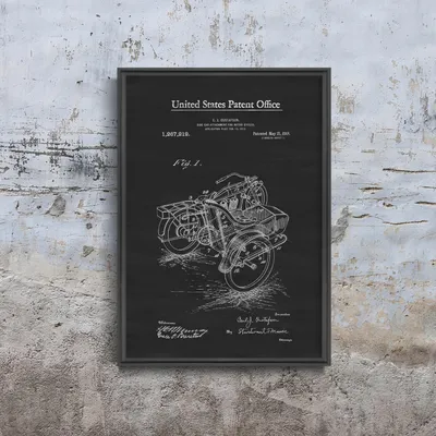 Produktbild von Poster - Canvas - Leinwand - 21 cm x 29,7 cm - Fotoposter - Leinwandkunst - Motorrad us-Patent