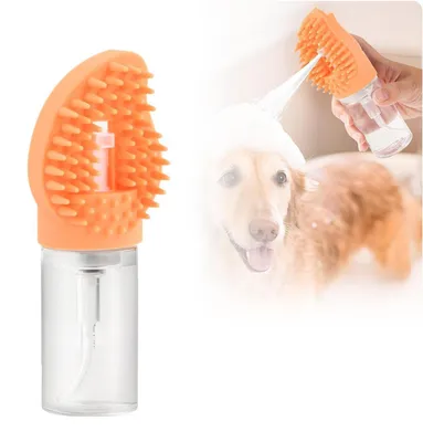 Produktbild von Hundebürste mit Seifenspender, Silikon Shampoo Badebürste für Hunde und Katzen, Massagebürste für Fellpflege