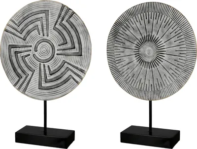 Obrázok produktu pre Gilde dekoratívny predmet "Zagora" čierna/biela, na čiernom podstavci V: 43,50 cm Š: 30 cm H: 8 cm 69124