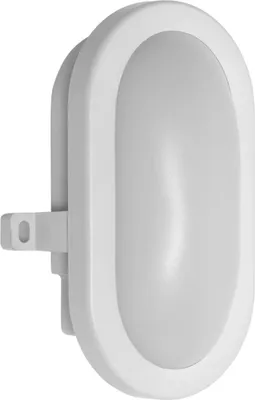 A white oval LED bulkhead light fixture is shown against a white background.