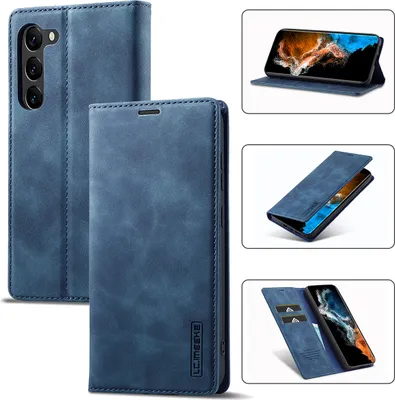 Immagine prodotto di Galaxy S23+ Custodia in pelle con funzione stand e porta carte, custodia design portafoglio per Samsung Galaxy S23+ blu