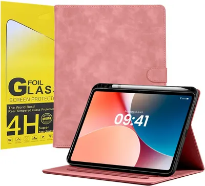 Produktbild von LBH Tablet Schutzhülle + 2x 4H Displayfolie für Apple iPad Air 6. Gen 13 Zoll Cover Case Schutz Tablet Farbe: Rosa