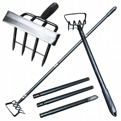 Produktbild von Gartenhacke mit Metallstiel, 3-teilig mit Krallen, 120 cm