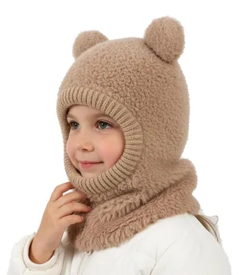 Produktbild von Kinder Schlupfmütze mit Schal, Fleece gefüttert, Khaki, 4-8 Jahre