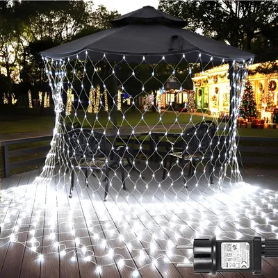 Zdjęcie produktu dla 6X4m 660 lampek choinkowych LED siatka świetlna siatka biała 8 trybów funkcja pamięci wtyczka do krzewów ogród choinka impreza świąteczna oświetlenie dekoracyjne
