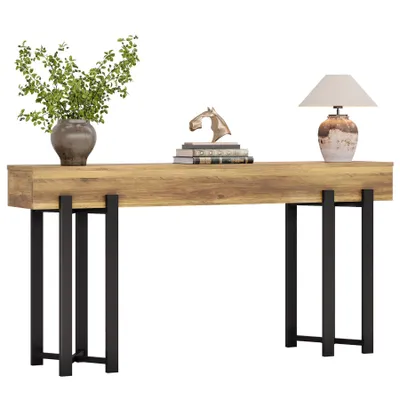 Produktbild von Tribesigns Schmaler Konsolentisch 160 cm, im Landhausstil - Platzsparend für Diele, Flur & Wohnzimmer, als Couchtisch mit robustem Metallgestell