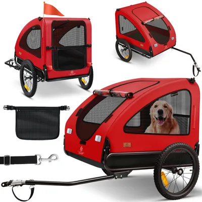 Produktbild von KESSER® Hundeanhänger Boxer 2-in-1 Hundebuggy Fahrradanhänger groß ca. 250L Volumen - Inkl. Fahne und Tasche - 600D Oxford Canvas, Klappbar SmartSpace Concept, maximale Belastbarkeit: 45kg
