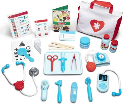 Image de Melissa & Doug Kit de jeu médecin bon rétablissement | Jouets en bois | Jouets de rôle | Montessori | Kit de jeu | 3+ | Cadeau pour garçon ou fille