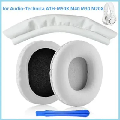 Immagine prodotto di Cuscinetti auricolari di ricambio con archetto per Audio-Technica ATH-M70, M50X, M50, MSR7, M40X, M40, M30X, 7506 - Bianco