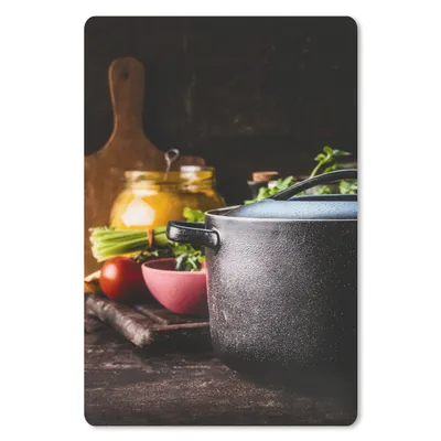 Produktbild von MuchoWow® Mauspad Mousepad Rustikal - Stilleben - Pfanne - Gemüse 40x60 cm - Mousepads - Maus Mat - Pad - Mausunterlage - Schreibtisch Accesoire