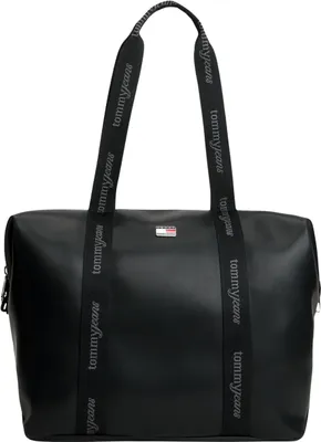 Obrázok produktu pre Tommy Hilfiger Essential Repeat Logo Tote Bag, Plátená taška, Zips, Dospelý, OS, Čierna, Polyuretán (PU)
