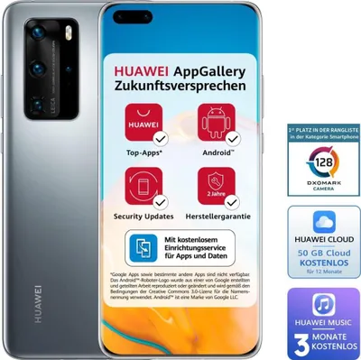 Produktbild von Huawei Smartphone P40 Pro 16,7cm (6,58 Zoll), 8GB RAM, 256GB Speicher, 50MP Kamera, Farbe: Silber