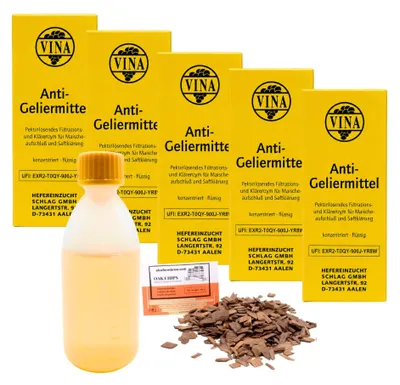 Produktbild von Vina Antigeliermittel 5 x 50 ml – Für Wein, Cider und Fruchtsaft | Mostklärung und Obstmaische