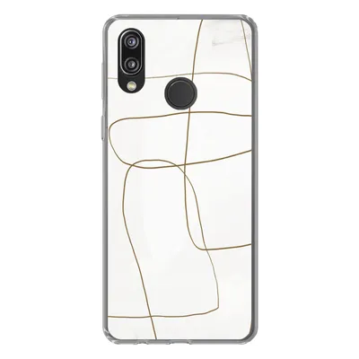 Produktbild von MuchoWow® Handyhülle Schutzhülle Hülle für Huawei P20 Lite (2020) Kunst - Braun - Weiß - Abstrakt Silikon Softcase Handy Hülle - Kartenhalter