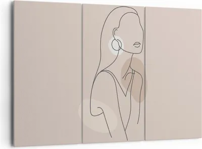 Produktbild von Bild auf Leinwand - Leinwandbild - 3 Teile - Stück Linie Frau - 165x110cm - Wand Bild - Wanddeko - Wandbilder - Leinwanddruck - Bilder - Wanddekoration - Leinwand bilder - Wandbild - CE165x110-4766