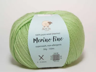 Image de Merino Fine Art'is Yarn 100% Laine | Superwash & Hypoallergénique (50g/150m) (129 vert clair)