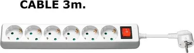 Produktbild von Microconnect GRU0063W, 3 m, Drinnen, Typ F, Typ F, Weiß, 6 AC-Ausgänge
