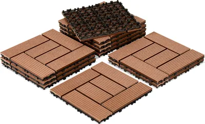 Obrázek produktu pro TolleTour 30x30cm WPC dlaždice na terasu, 2m2 balkonová dlaždice click, hnědá, 22 kusů