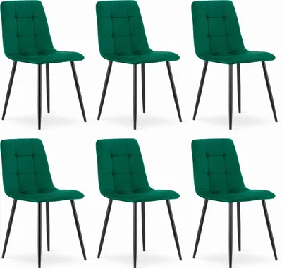 Produktbild von CETARA Stuhl, dunkelgrüner Samt gepolstert mit Armlehnen, Metallbeine, für Wohnzimmer, Büro, Schlafzimmer, 6 Stück