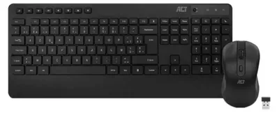 Zdjęcie produktu dla ACT AC5730, Pełnowymiarowy (100%), Bezprzewodowy, RF Wireless, AZERTY, Czarny, Dołączona myszka