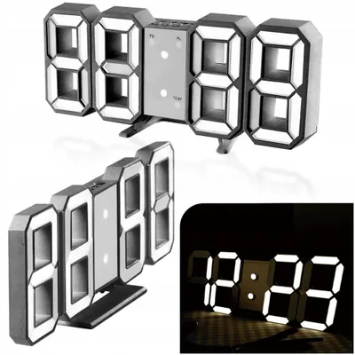 Obrázek produktu pro 3D LED elektronické hodiny s budíkem, univerzální, černé, 22 cm