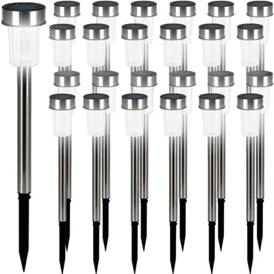 Image de 24x Lampe solaire LED Éclairage Extérieur Jardin Lumière Rechargeable Inox
