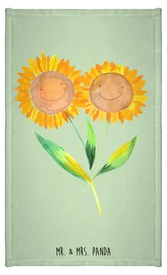 Produktbild von Mr. & Mrs. Panda Handtuch Blume Sonnenblume - Blattgrün - Geschenk, Gästehandtuch Bunt, Garten, Freundin, Sonnenblumen, Zusammen, badezimmer, Lieblingsmensch, gäste wc