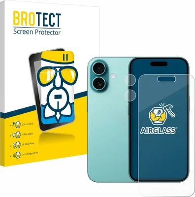 Produktbild von BROTECT Schutzglas für Apple iPhone 16 (Display+Kamera) Schutzfolie Panzer Folie Glas Display Schutz klar